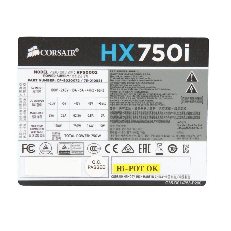 منبع تغذیه دسکتاپ کورسیر مدل HX 750