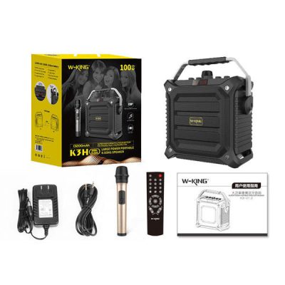 اسپیکر بلوتوث دبلیو کینگ W-King K3H Bluetooth Speaker 100W توان 100 وات رم و فلش خور دارای میکروفون