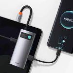 هاب 4 پورت بیسوس Baseus Metal Gleam 4 in 1 Multifunctional Type-C HUB CAHUB-CY0G توان 100 وات - Image 4
